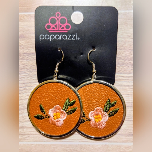 paparazzi Jewelry - Paparazzi Brown and Pink Floral Earrings